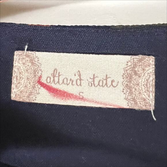 NWT Altar’d State Navy Blue Floral Print Scallop Trim Fit & Flare Dress Small - Picture 7 of 9